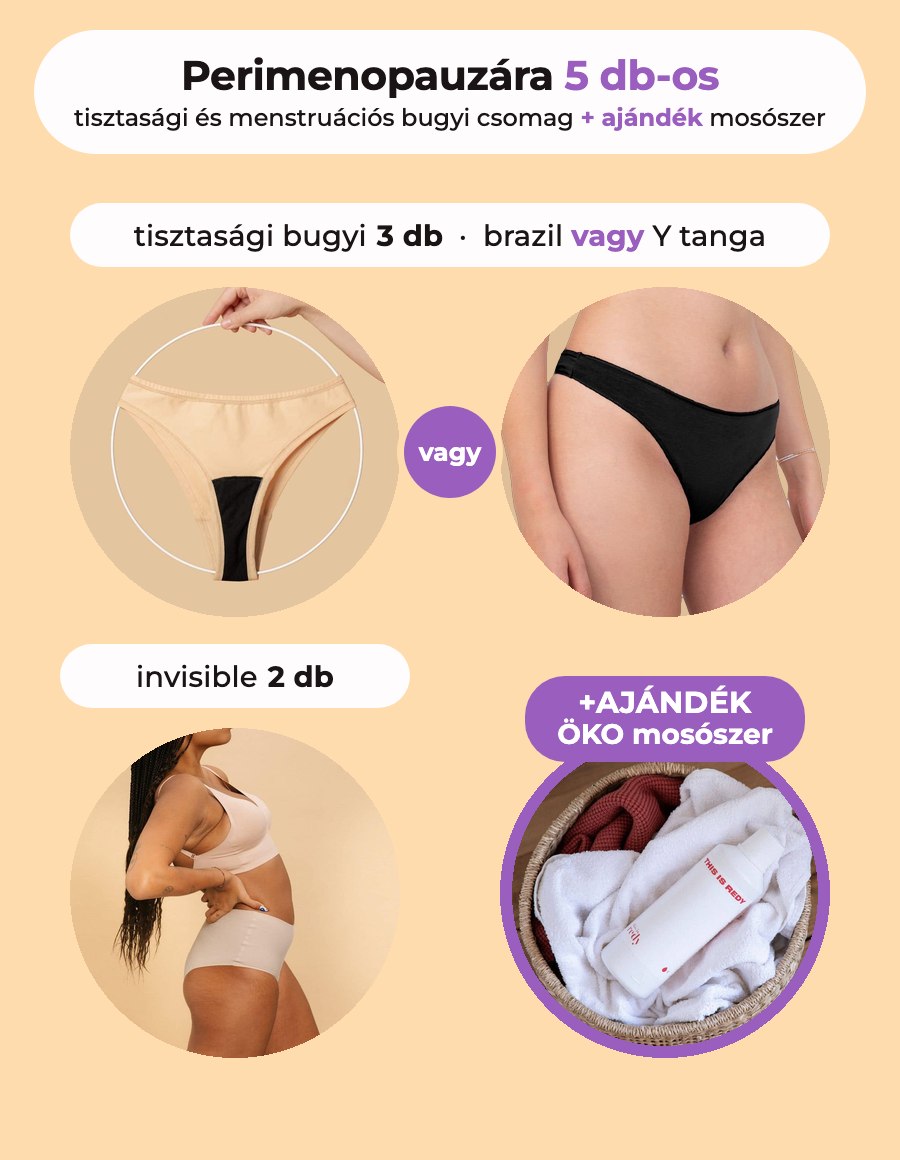 Perimenopauza tisztasági pakk + ajándék mosószerrel