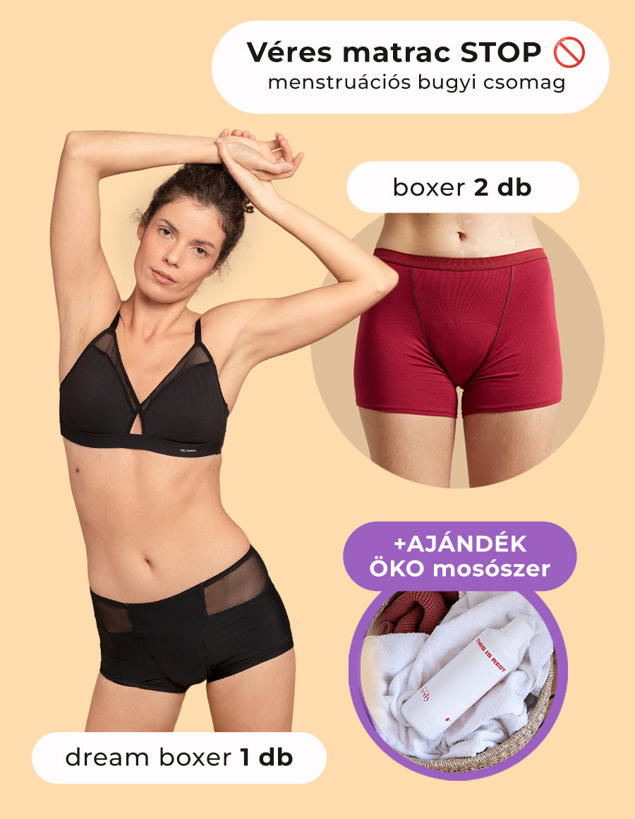 Véres matrac STOP - menstruációs bugyi csomag AJÁNDÉK mosószer