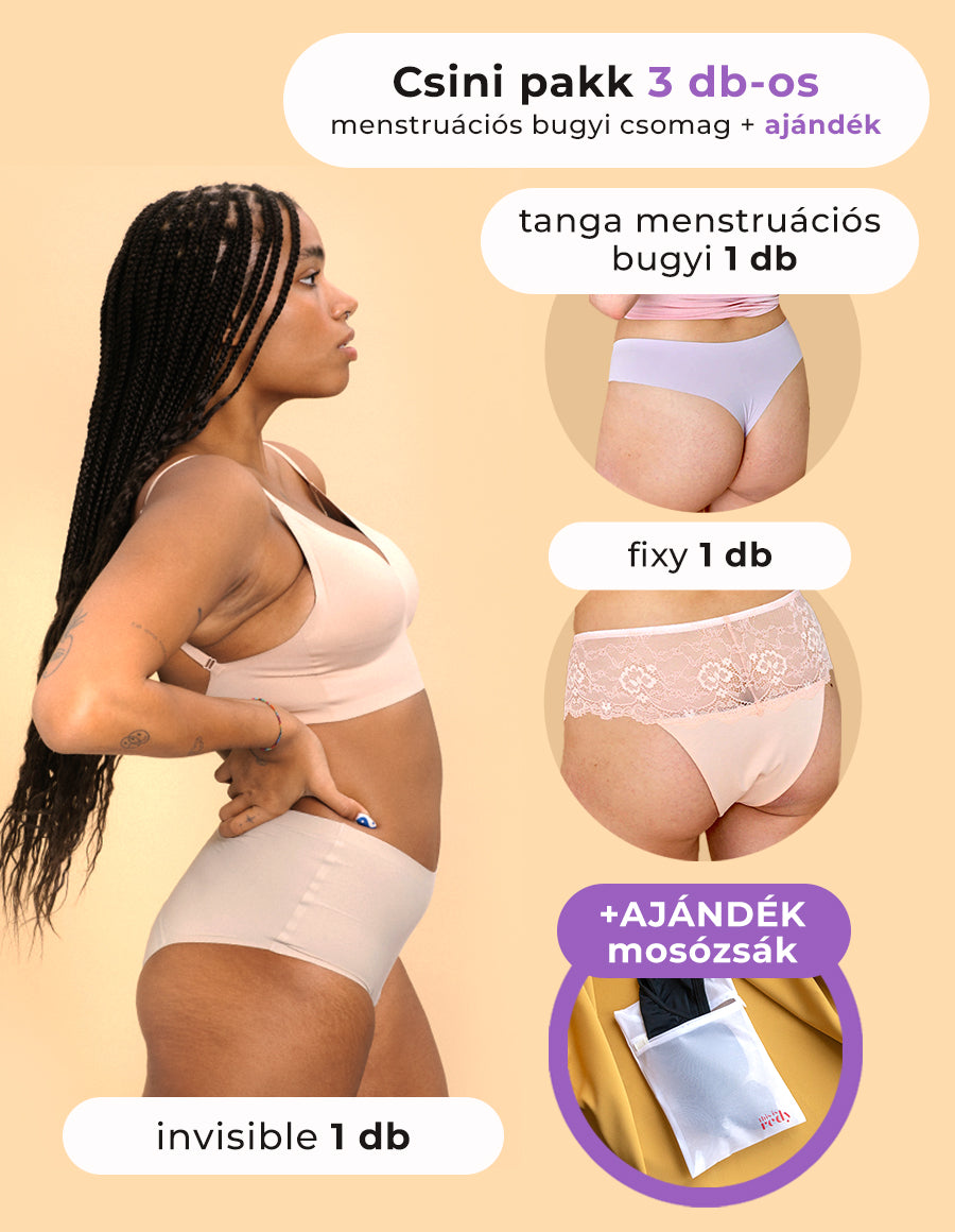 Csini pakk 3 db-os menstruációs bugyi csomag + ajándék
